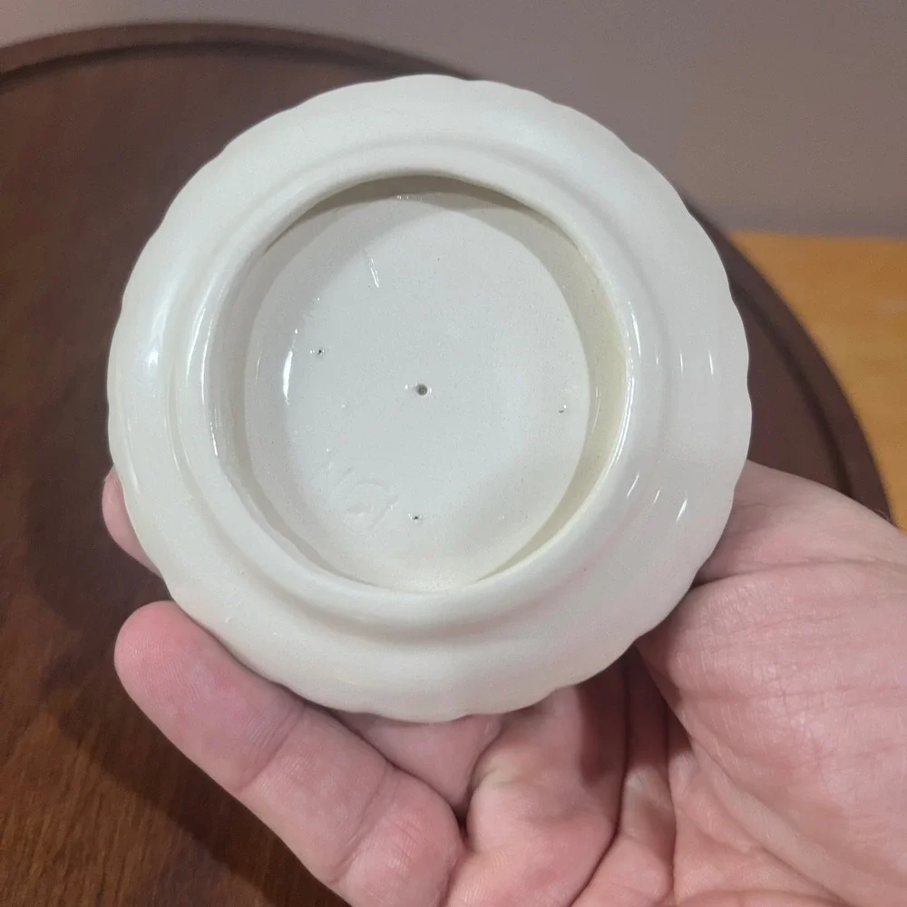 Vtg Cottagecore Pink Rose Porcelain Ring Holder Scalloped Floral Jewelry Dish